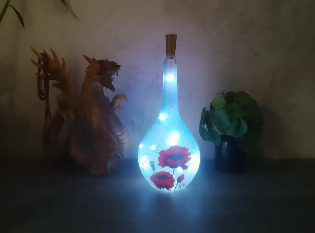 Bouteille Lumineuse “Coquelicots – Nature Collection”