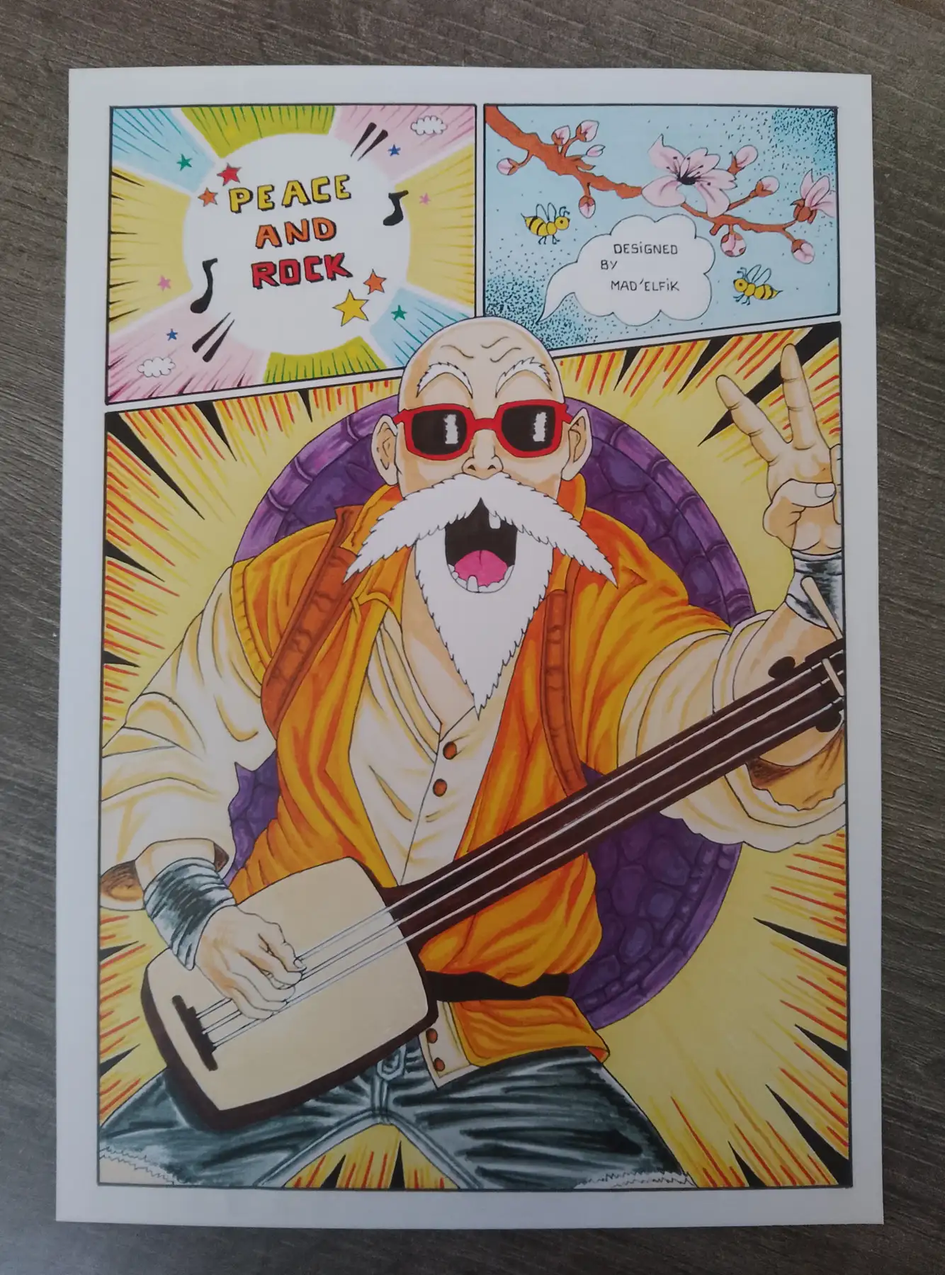 Illustration Tortue géniale Peace and Rock