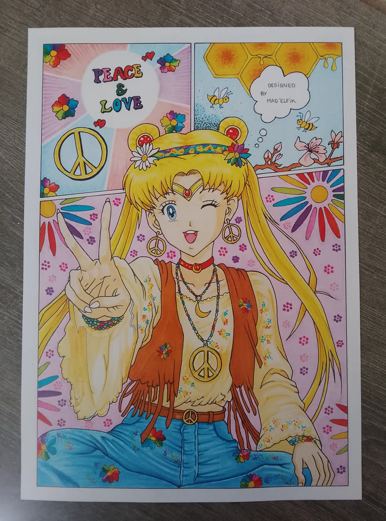 Illustration Sailormoon Peace and Love
