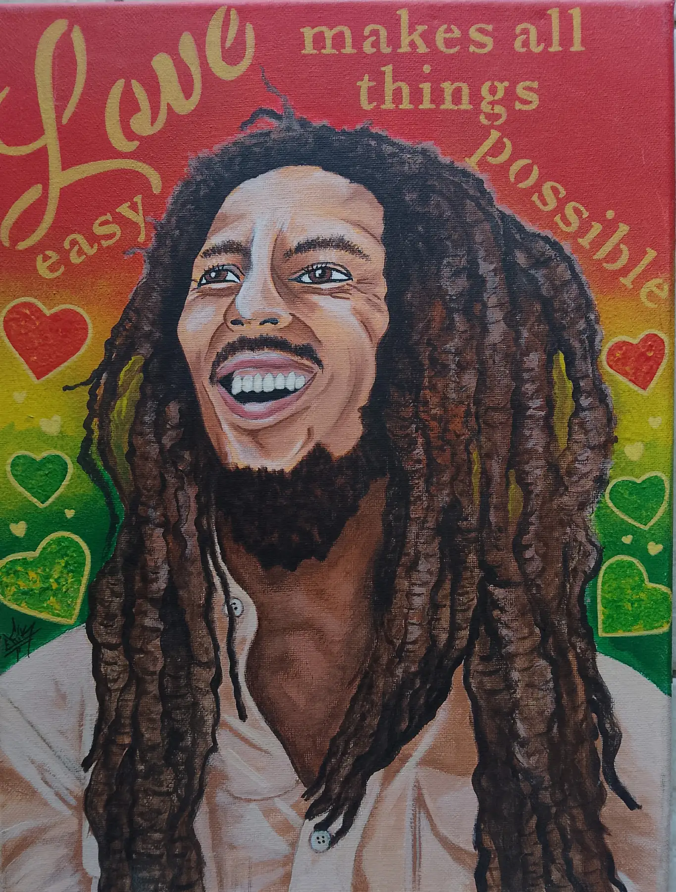 Portrait Bob Marley (30x40 cm) original signé
