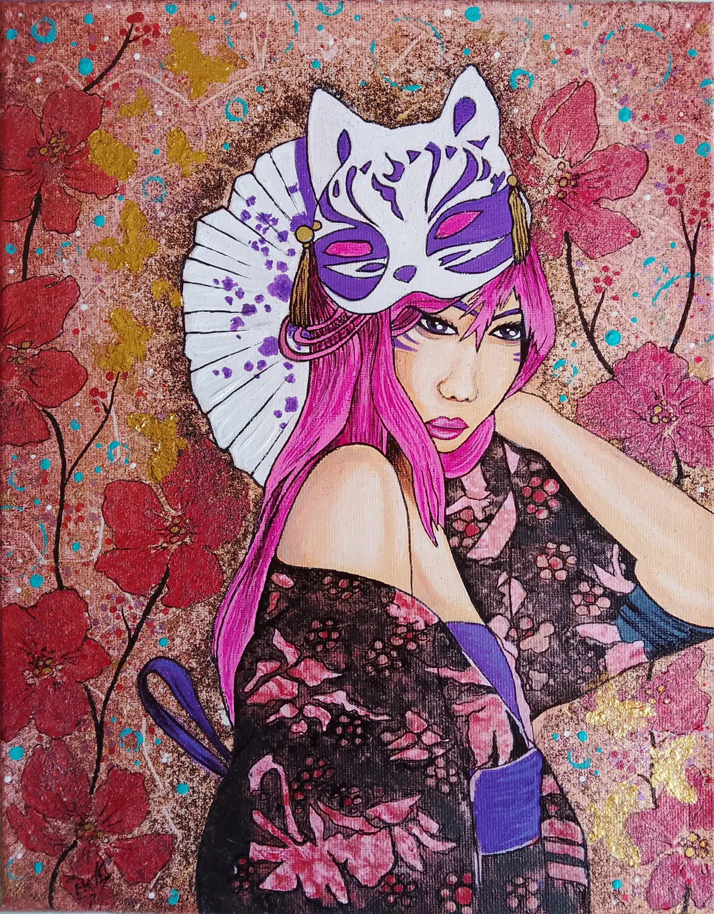 L'esprit du Kitsune (24x30cm) original signé