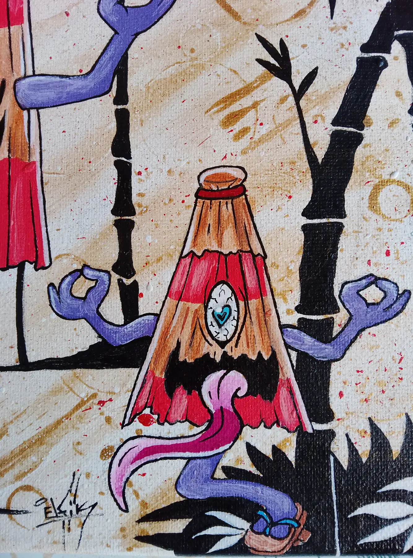 Kasa-Obake's family (30x30 cm) original signé
