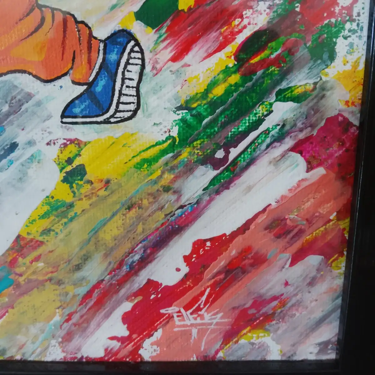 Éclats de Saiyan - Tableau Original Signé sur Toile Encadrée A4