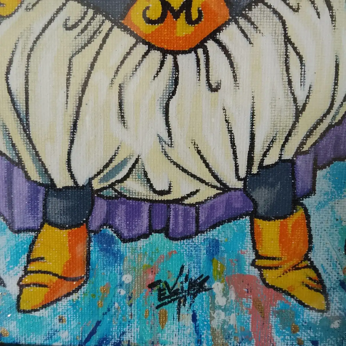 Majin Groove - Tableau Original Signé sur Toile Encadrée A4