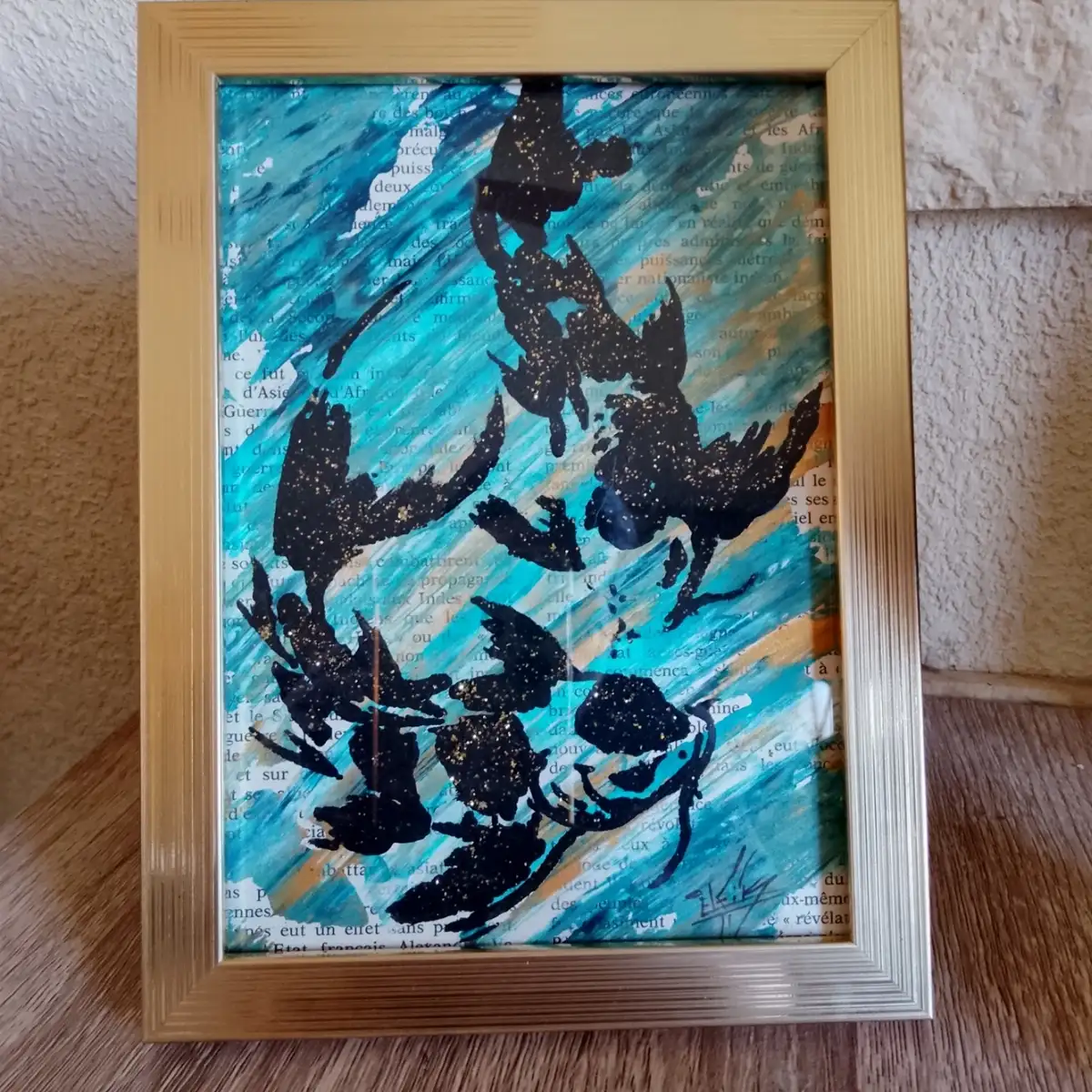 Sirius Peace – Tableau Original Signé sur Papier Recyclé Encadré 15 x 20 cm