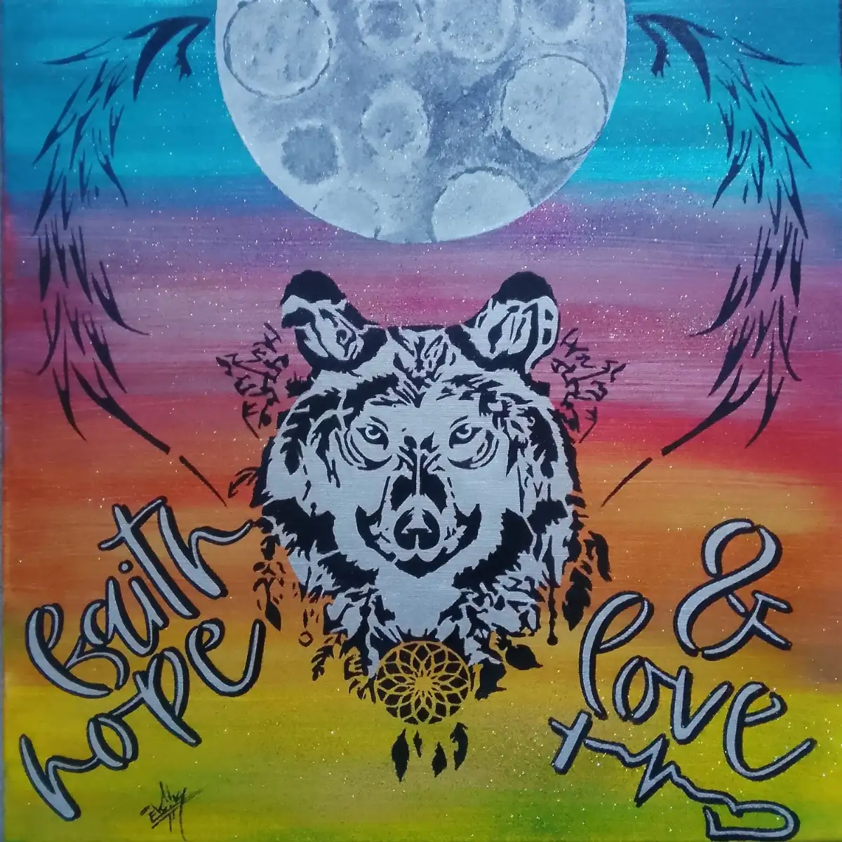 Wolf Spirit (30x30 cm) original signé